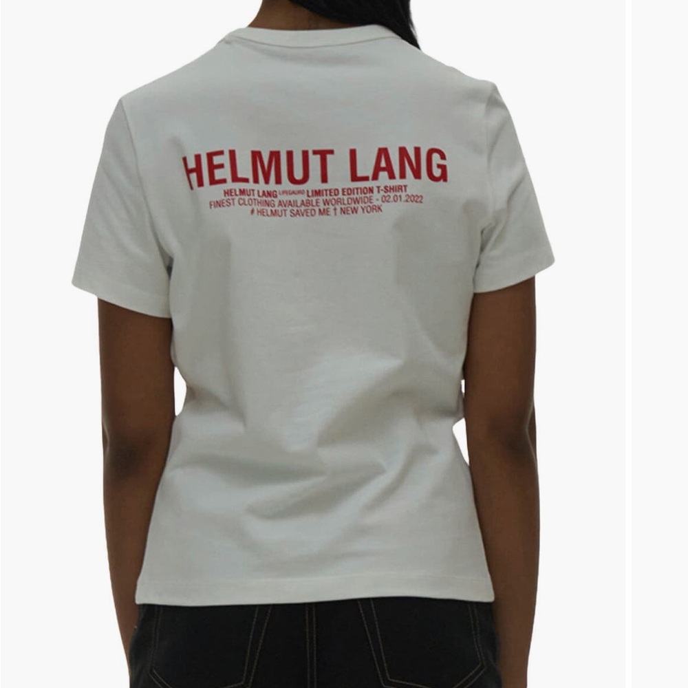 Helmut Lang White T-Shirt with Red Print
